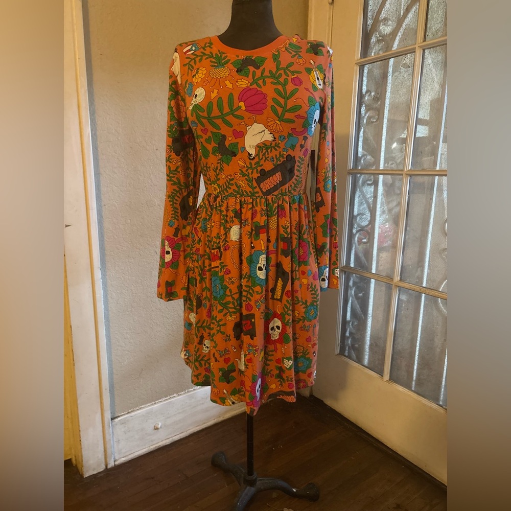 Floral Long Sleeve Dress - Multicolor